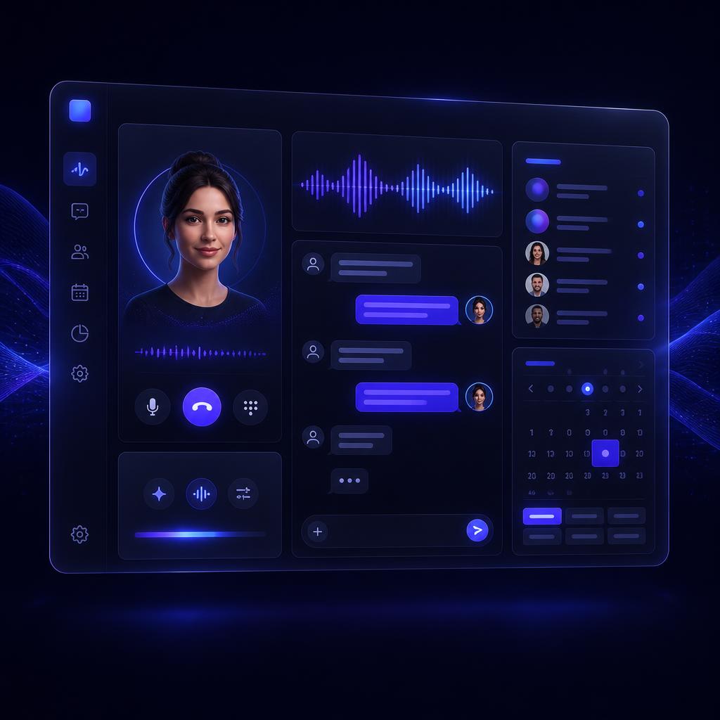CurrentCalls AI assistant dashboard showing calls, messages, and calendar
